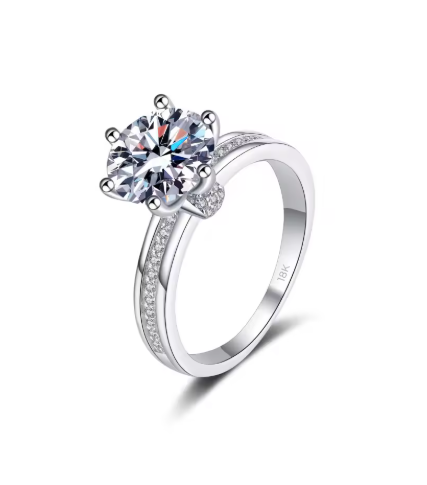 Elenor - 18K White Gold VVS1 D Colour 3 Carat Moissanite Ring