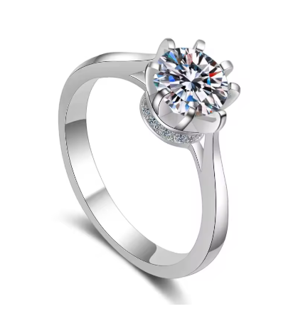 Ella - Platinum VVS1 D Colour 1 Carat Miossanite Ring