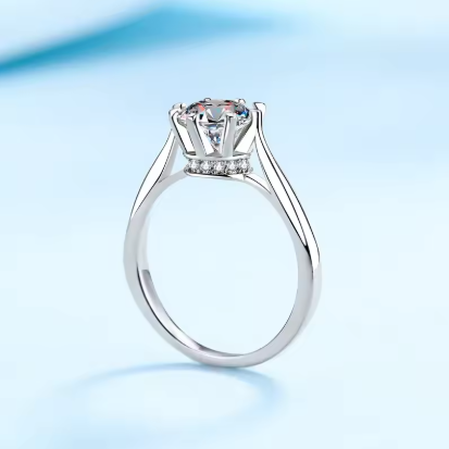 Ella - Platinum VVS1 D Colour 1 Carat Miossanite Ring