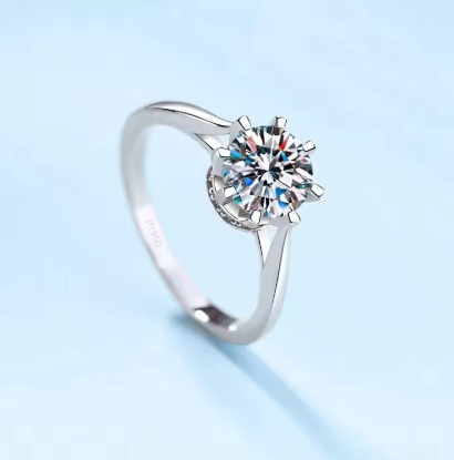 Ella - Platinum VVS1 D Colour 1 Carat Miossanite Ring