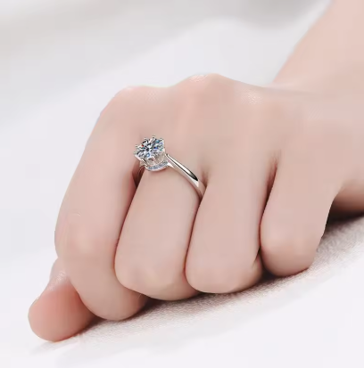 Ella - Platinum VVS1 D Colour 1 Carat Miossanite Ring
