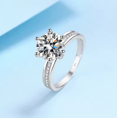 Elenor - 18K White Gold VVS1 D Colour 3 Carat Moissanite Ring