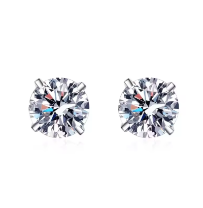 18K White Gold 1ct Moissanite Stud Earring