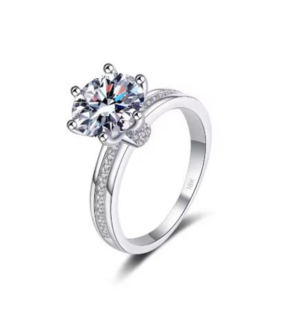 Elenor -  18K White Gold VVS1 D Colour 3 Carat Moissanite Ring