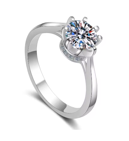 Ella -  Platinum VVS1 D Colour 1 Carat Miossanite Ring