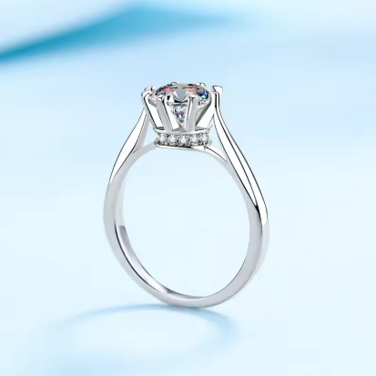 Ella -  Platinum VVS1 D Colour 1 Carat Miossanite Ring