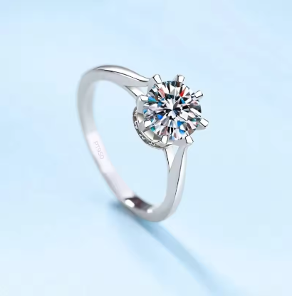 Ella -  Platinum VVS1 D Colour 1 Carat Miossanite Ring