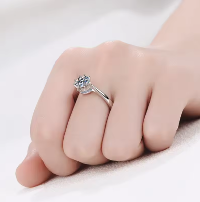 Ella -  Platinum VVS1 D Colour 1 Carat Miossanite Ring