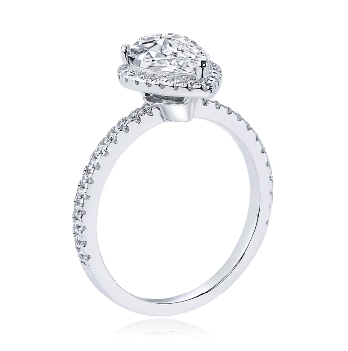 Juliet - 2ct Pear Cut D Halo Moissanite Ring