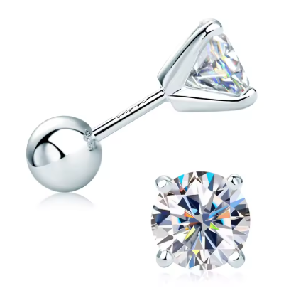 6.5mm 1 Carat Moissanite Stud Earrings