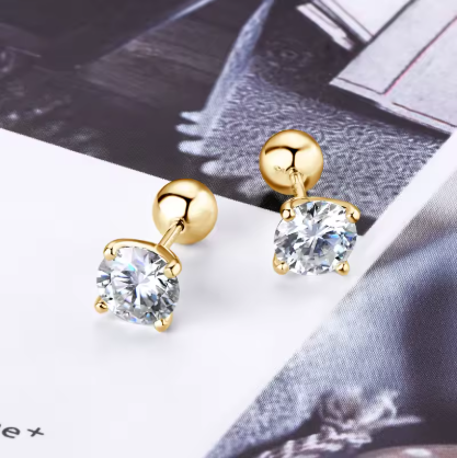 6.5mm 1 Carat Moissanite Stud Earrings