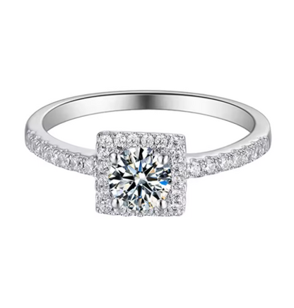 Rosie - Simple Square 5.0MM Moissanite Ring