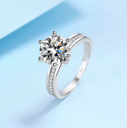 Elenor -  18K White Gold VVS1 D Colour 3 Carat Moissanite Ring